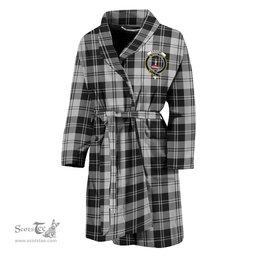 Scottish Erskine Black and White Clan Family Crest Tartan Bathrobe