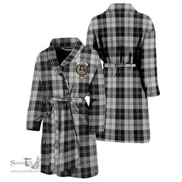Scottish Erskine Black and White Clan Family Crest Tartan Bathrobe