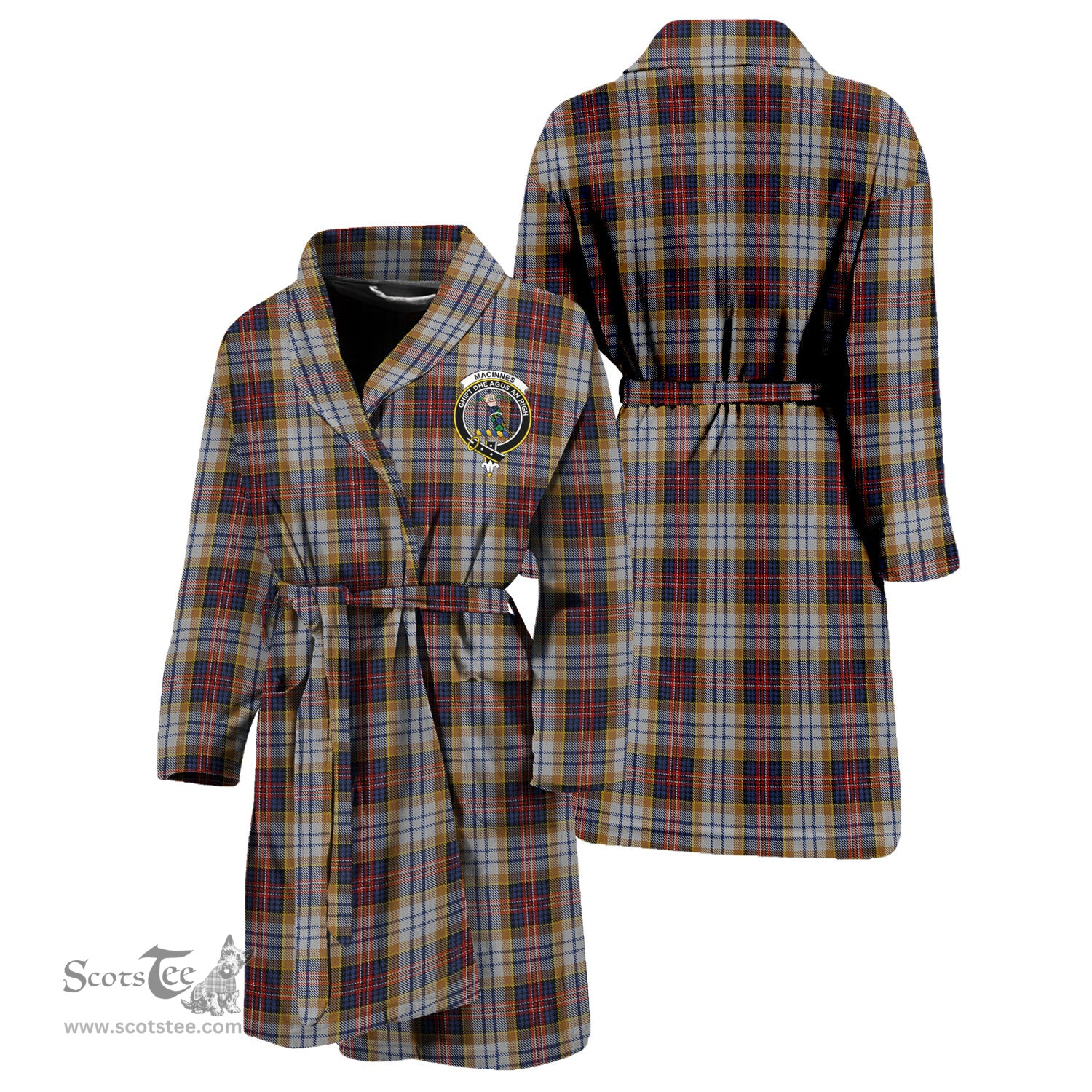 Scottish MacInnes Ancient Hunting Clan Family Crest Tartan Bathrobe