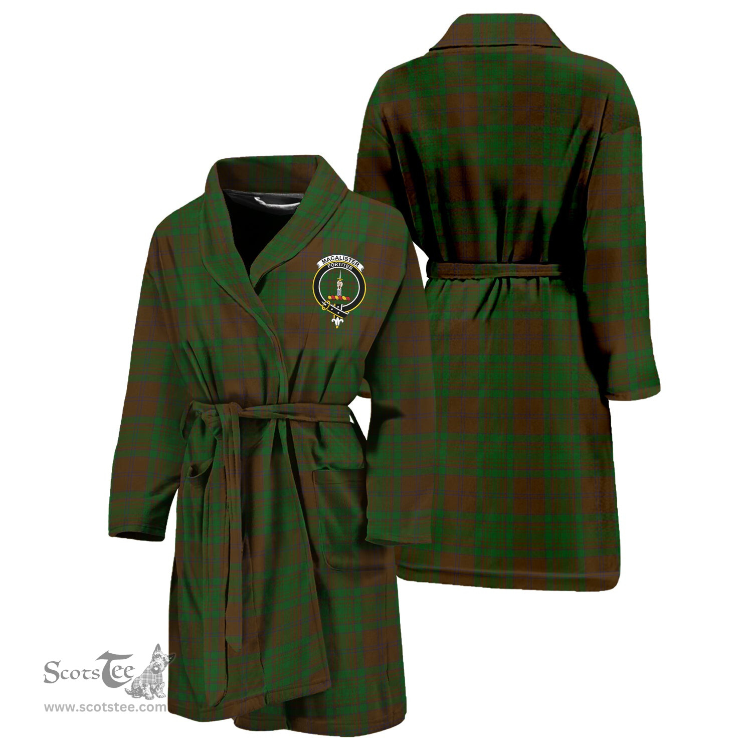 Scottish MacAlister of Glenbarr Hunting Clan Family Crest Tartan Bathrobe