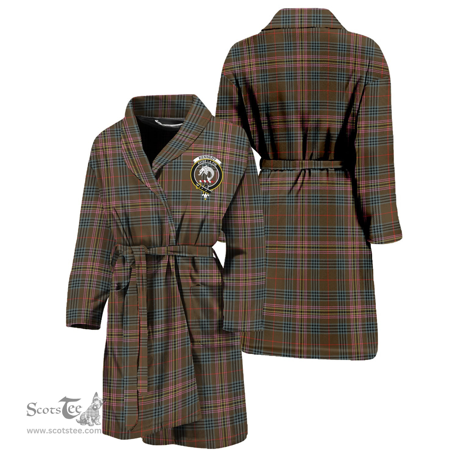 Scottish Kennedy Weathered Clan Family Crest Tartan Bathrobe