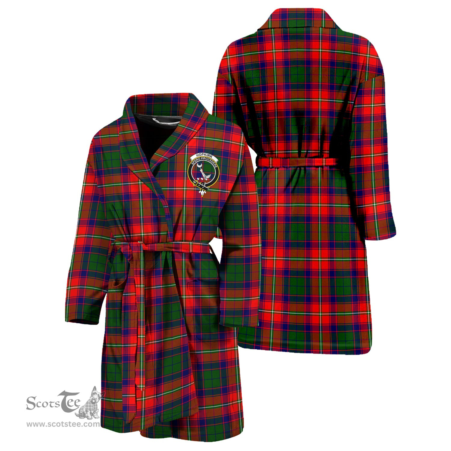 Scottish Hopkirk Clan Family Crest Tartan Bathrobe
