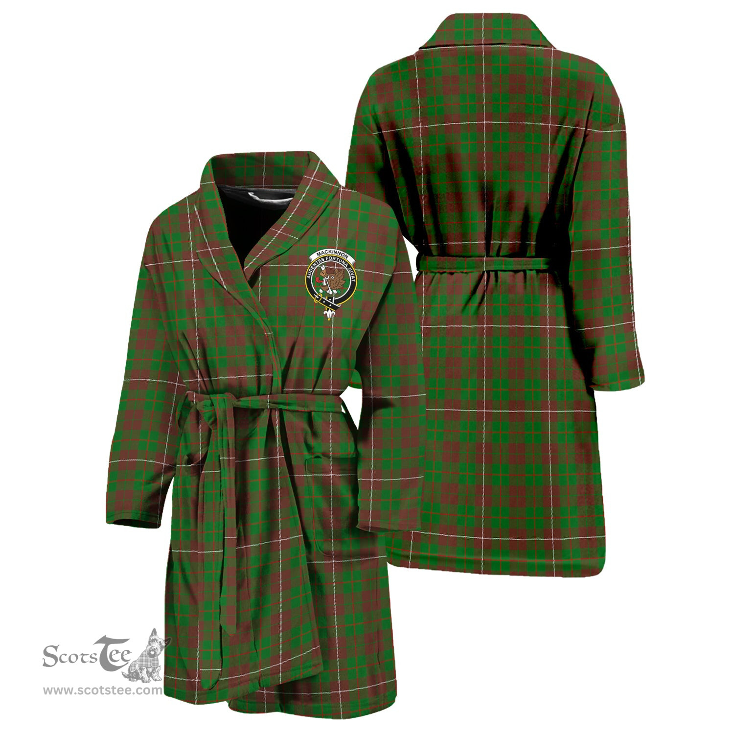 Scottish MacKinnon Hunting Modern Clan Family Crest Tartan Bathrobe