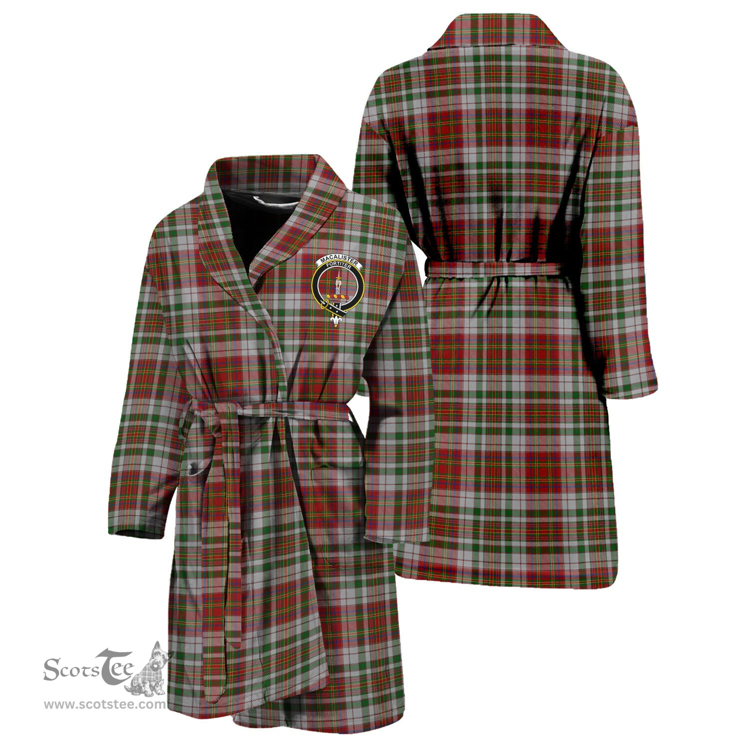 Scottish MacAlister Dress Clan Family Crest Tartan Bathrobe