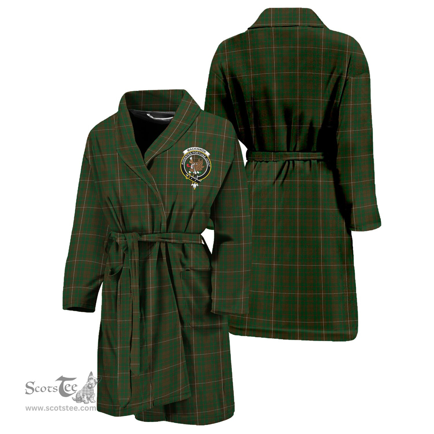 Scottish MacKinnon Hunting Clan Family Crest Tartan Bathrobe