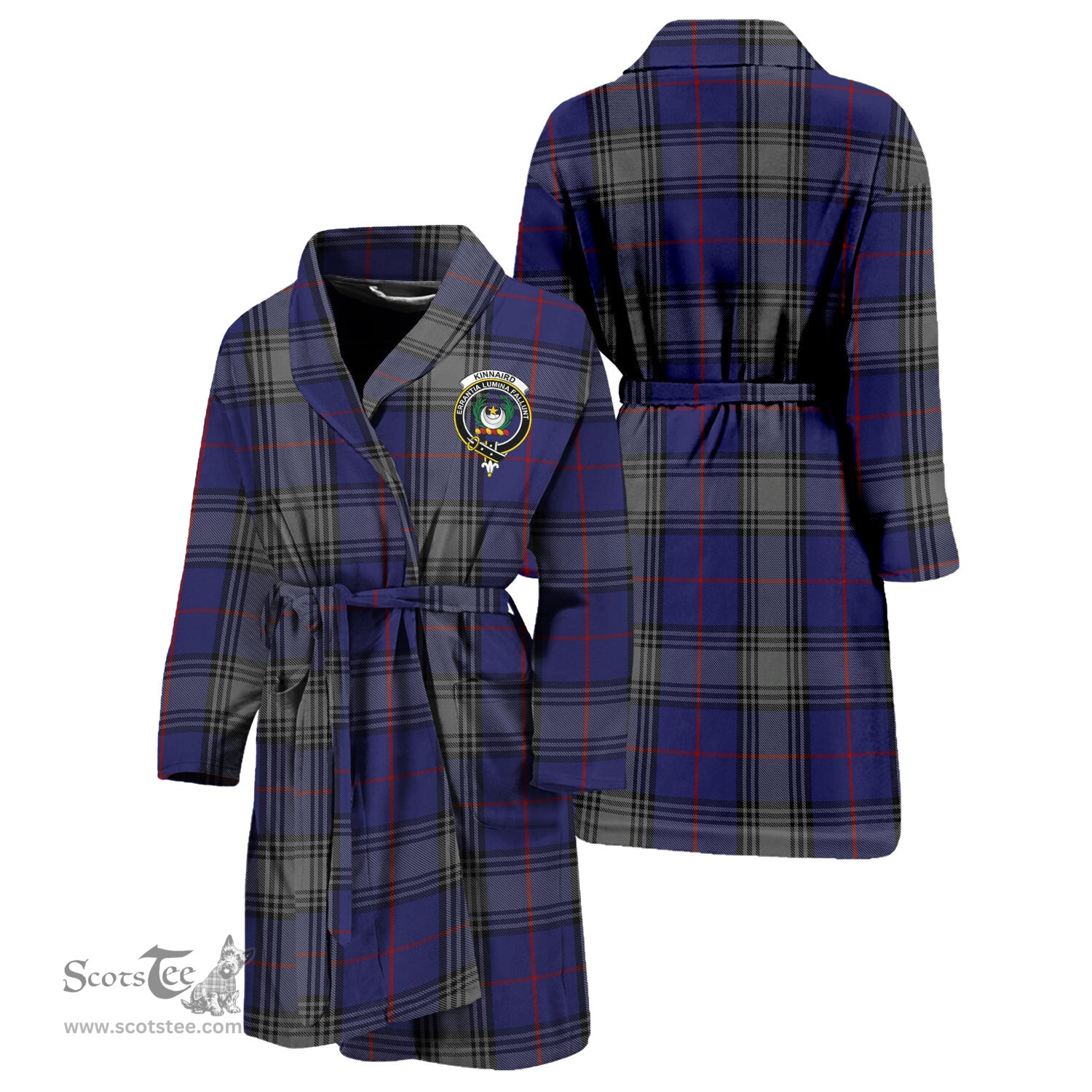 Scottish Kinnaird Clan Family Crest Tartan Bathrobe