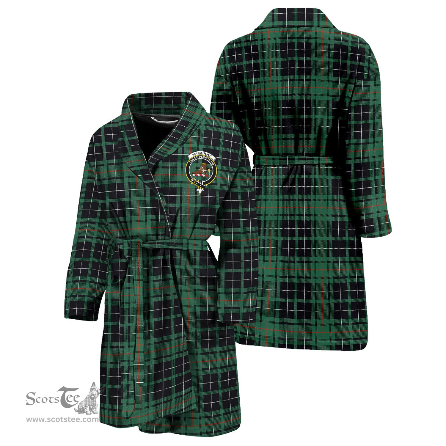 Scottish MacAulay Hunting Ancient Clan Family Crest Tartan Bathrobe