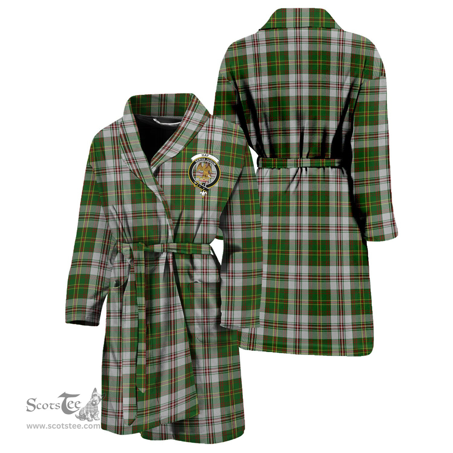 Scottish Hay White Dress Clan Family Crest Tartan Bathrobe