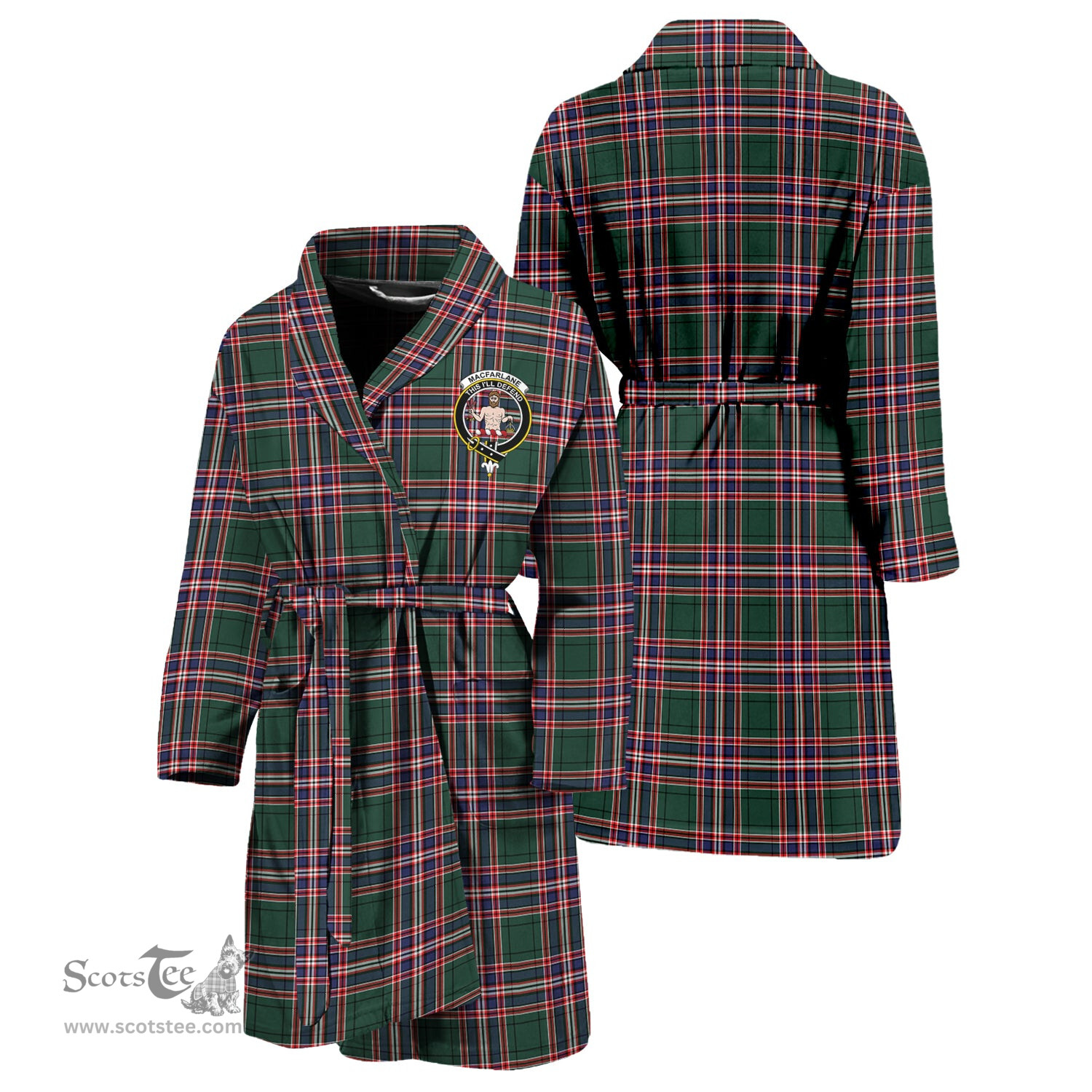 Scottish MacFarlane Hunting Modern Clan Family Crest Tartan Bathrobe