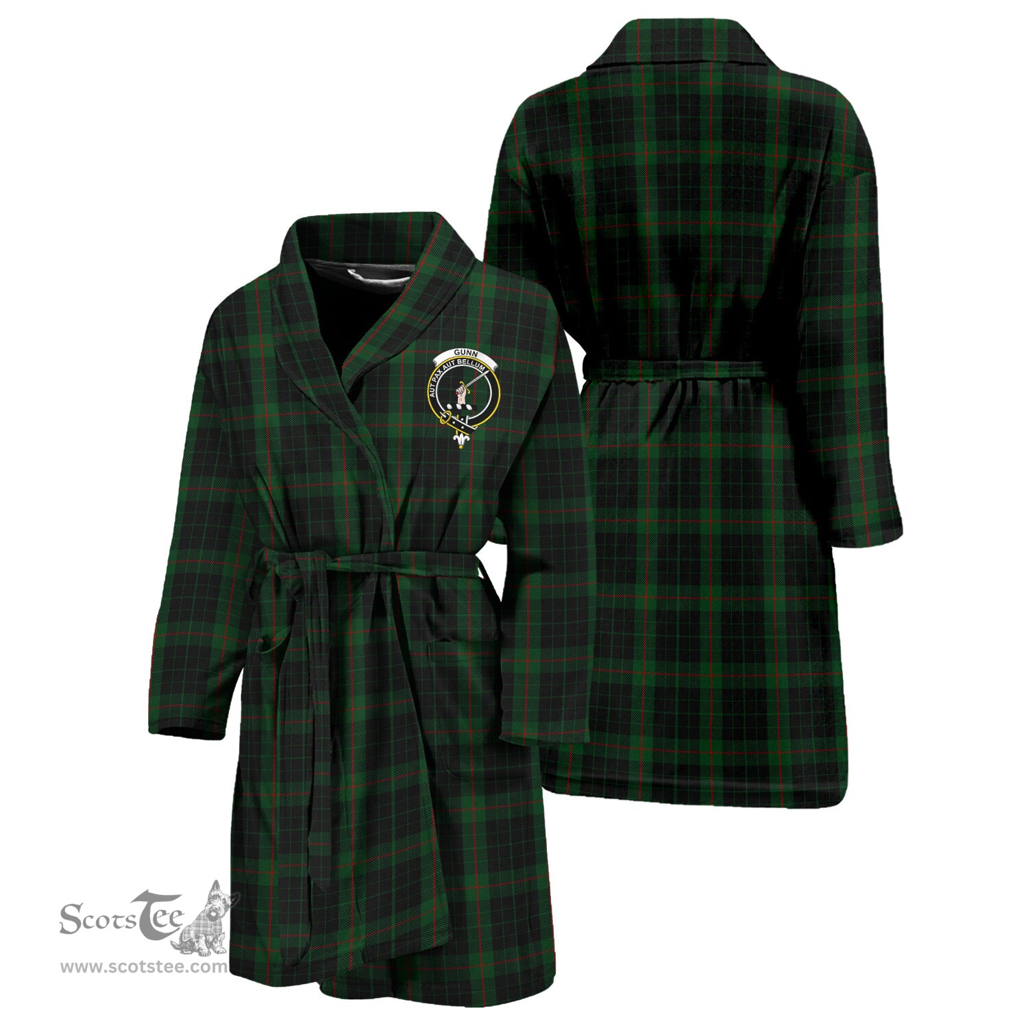 Scottish Gunn Logan Clan Family Crest Tartan Bathrobe