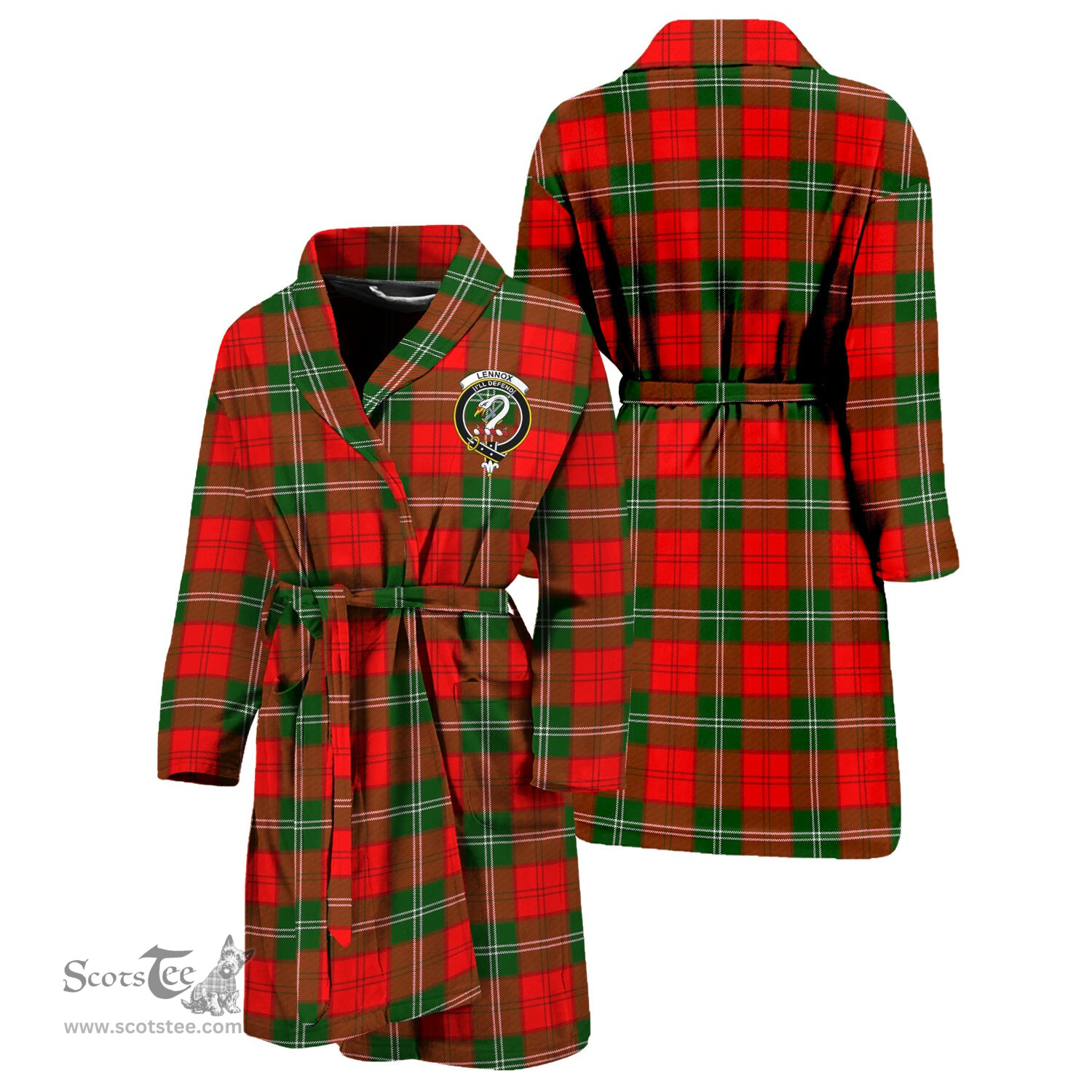 Scottish Lennox Modern Clan Family Crest Tartan Bathrobe