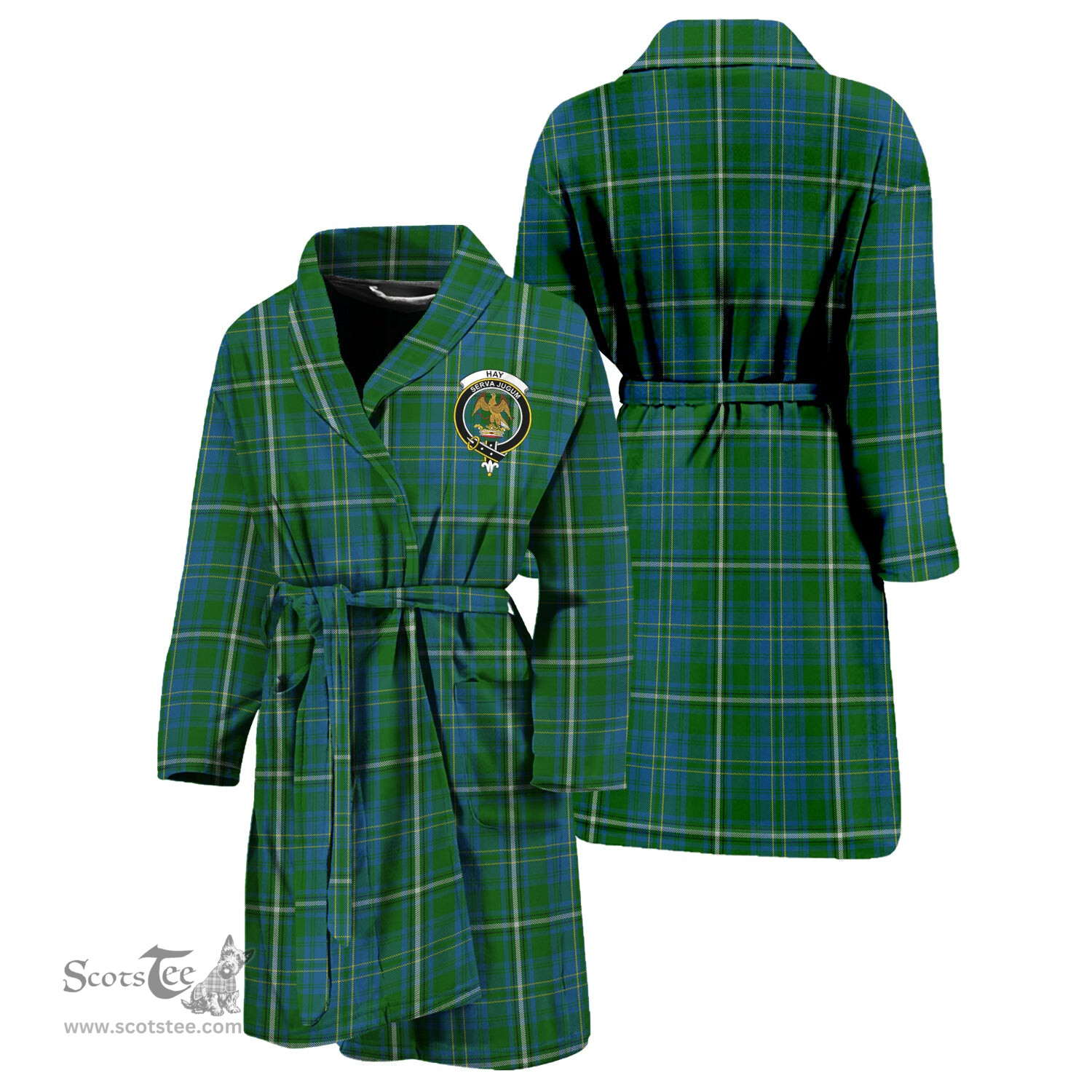 Scottish Hay Hunting Clan Family Crest Tartan Bathrobe