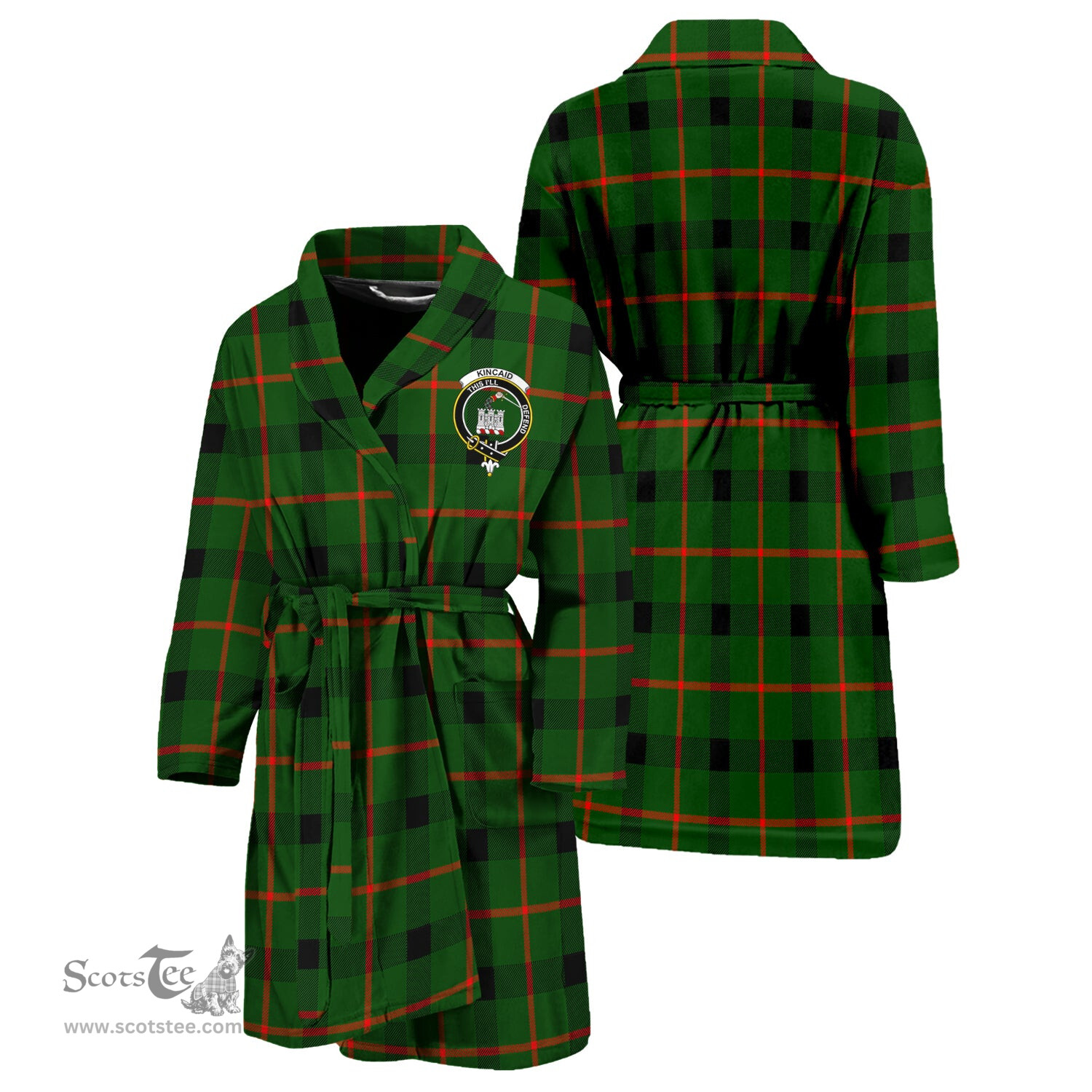 Scottish Kincaid Modern Clan Family Crest Tartan Bathrobe