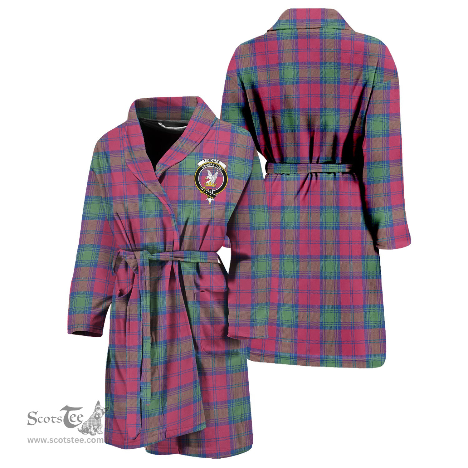 Scottish Lindsay Ancient Clan Family Crest Tartan Bathrobe