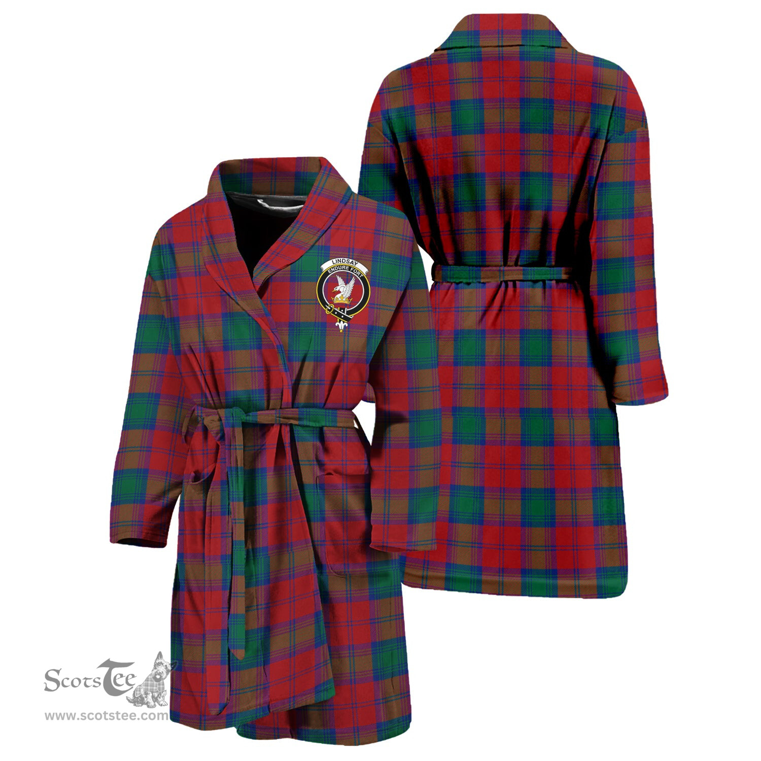 Scottish Lindsay Modern Clan Family Crest Tartan Bathrobe