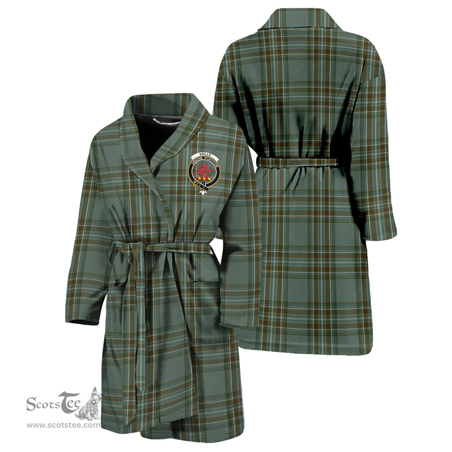 Scottish Kelly Dress Clan Family Crest Tartan Bathrobe