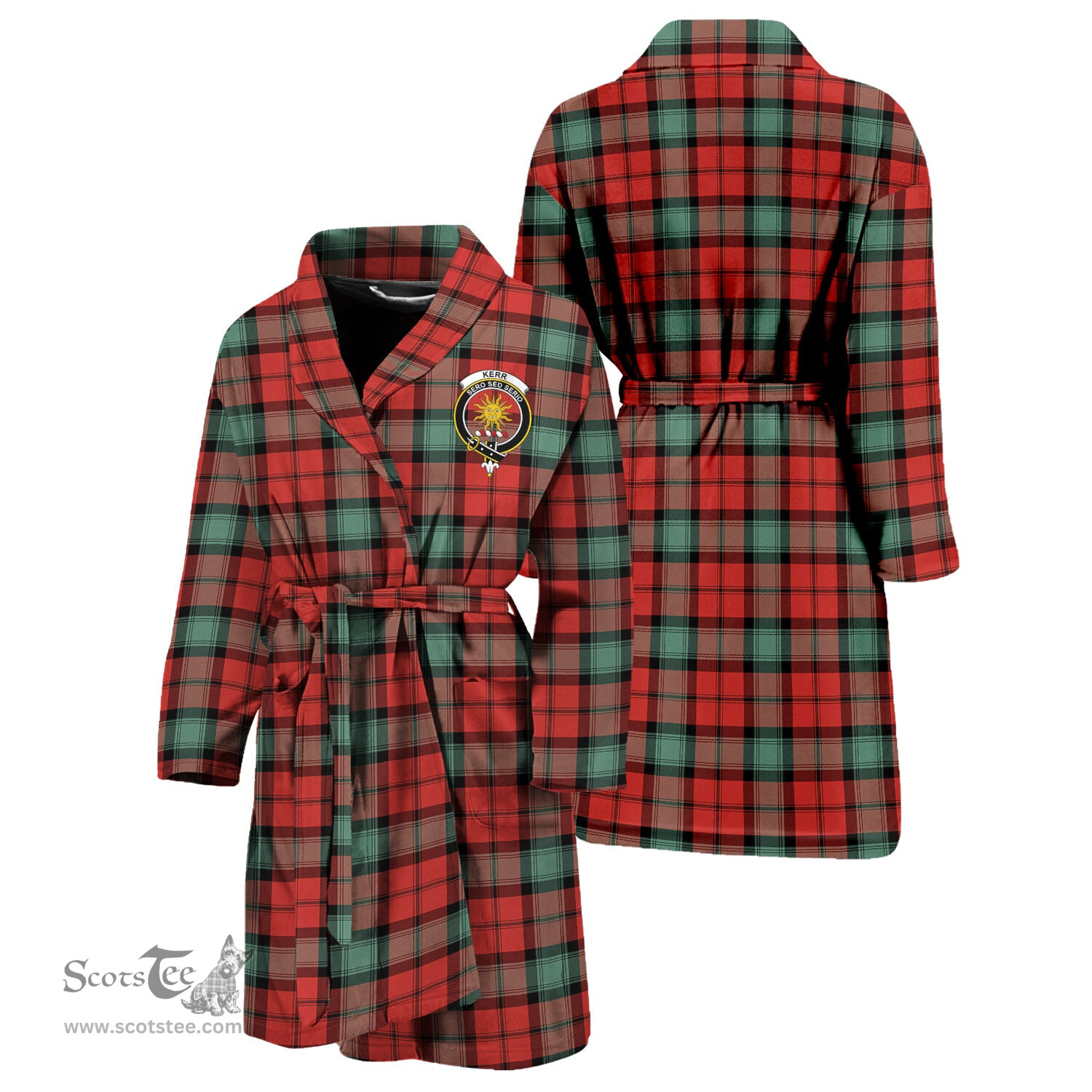 Scottish Kerr Ancient Clan Family Crest Tartan Bathrobe