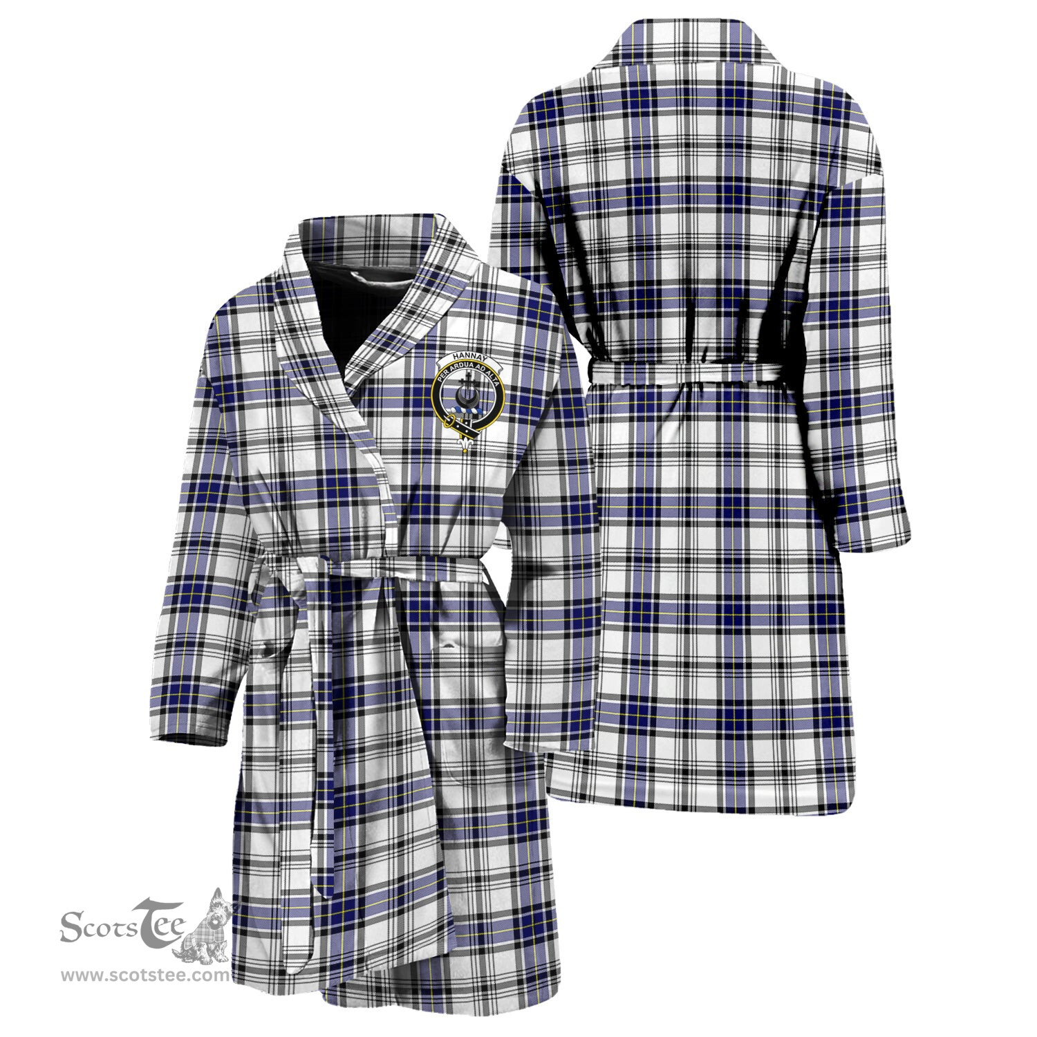 Scottish Hannay Modern Clan Family Crest Tartan Bathrobe