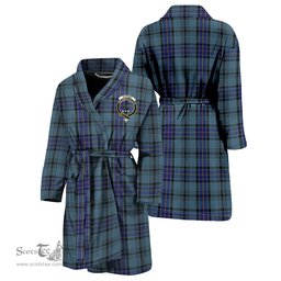 Scottish Hannay Blue Clan Family Crest Tartan Bathrobe