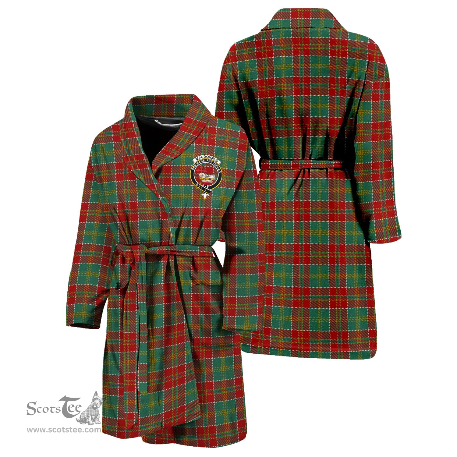 Scottish MacDonald of Kingsburgh Clan Family Crest Tartan Bathrobe