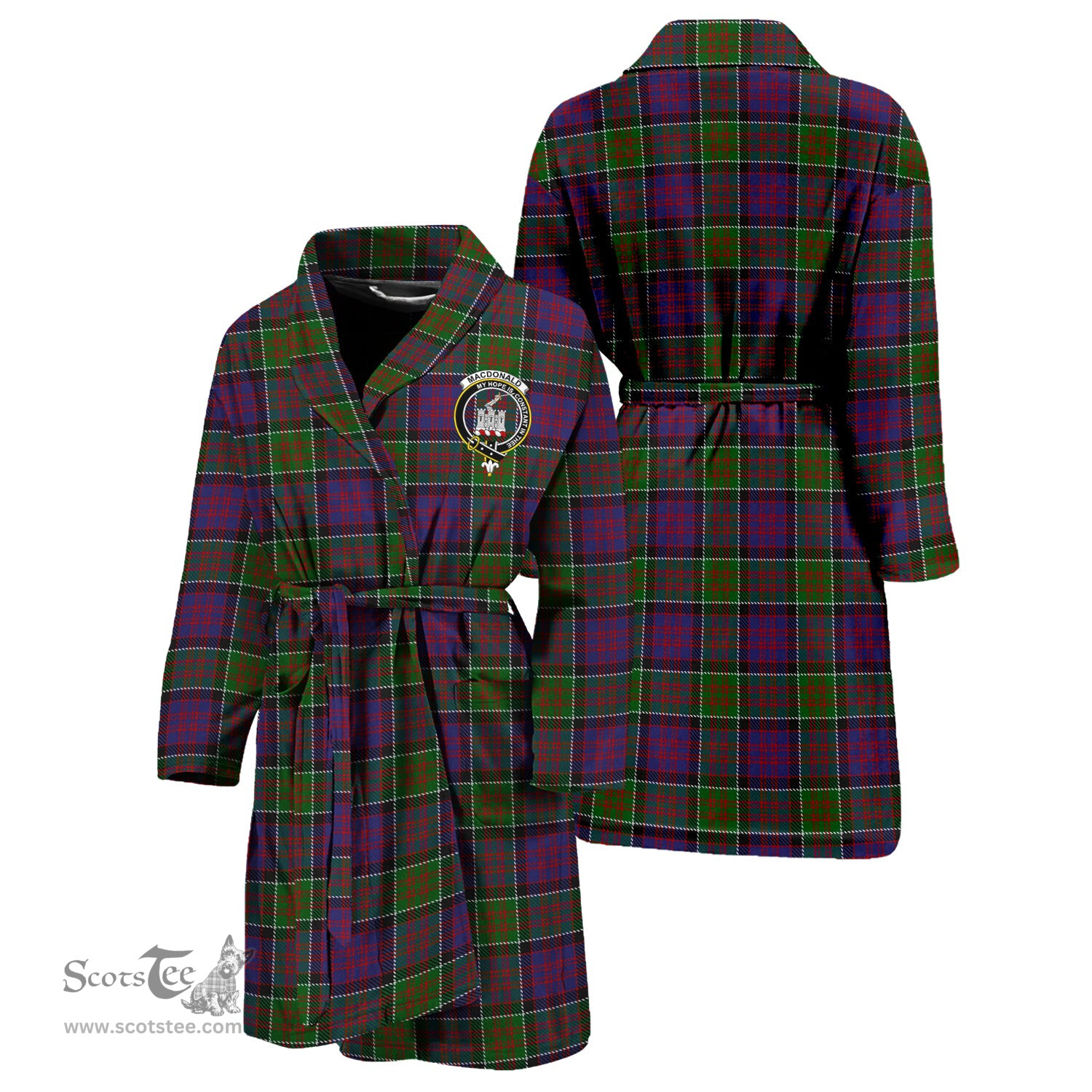 Scottish MacDonald of Clan Ranald Modern Clan Family Crest Tartan Bathrobe