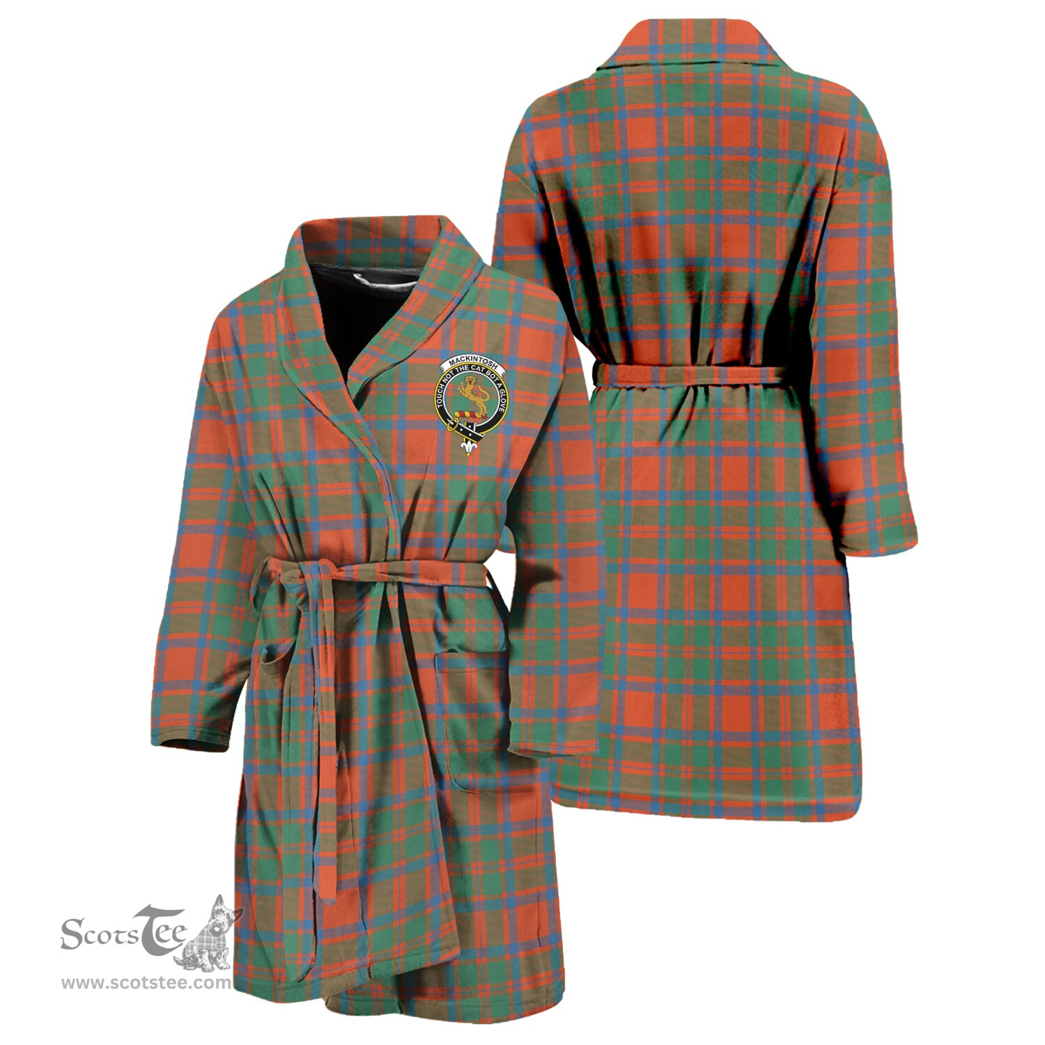 Scottish MacKintosh Ancient Clan Family Crest Tartan Bathrobe