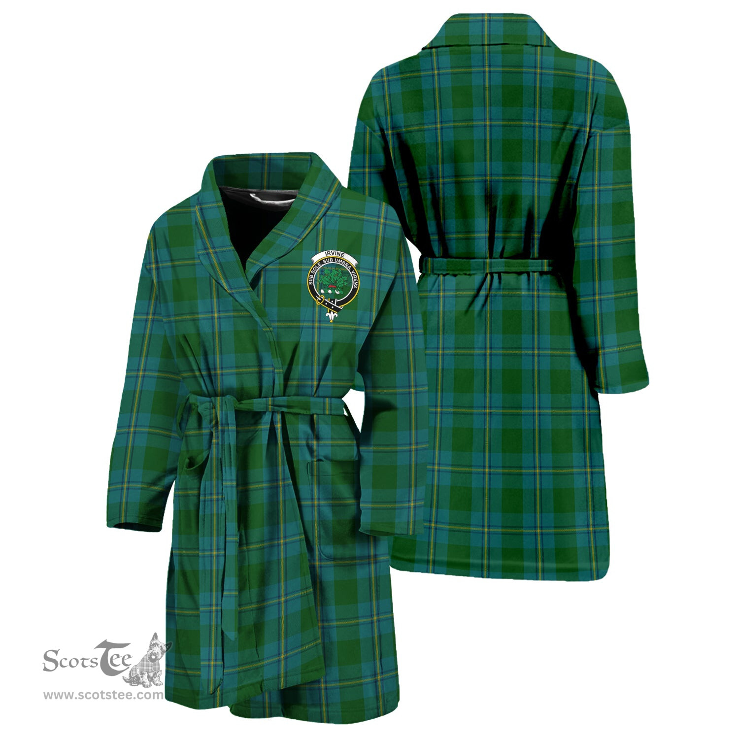 Scottish Irvine of Bonshaw Clan Family Crest Tartan Bathrobe