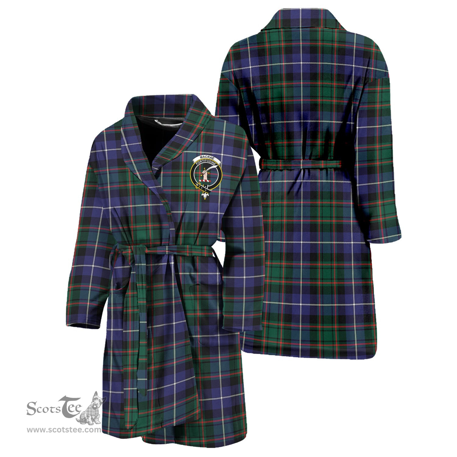 Scottish MacRae Hunting Modern Clan Family Crest Tartan Bathrobe