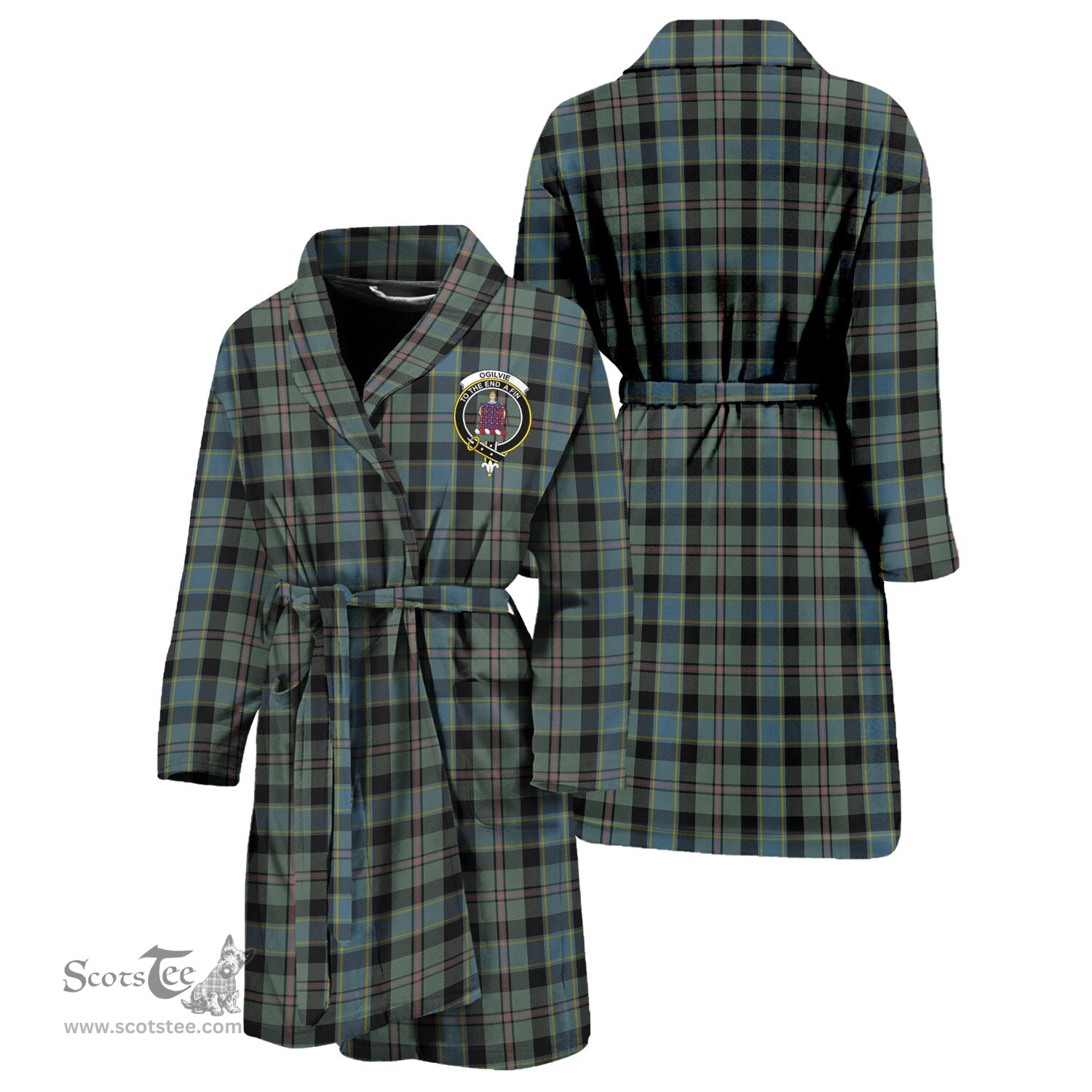 Scottish Ogilvie (Ogilvy) Hunting Clan Family Crest Tartan Bathrobe