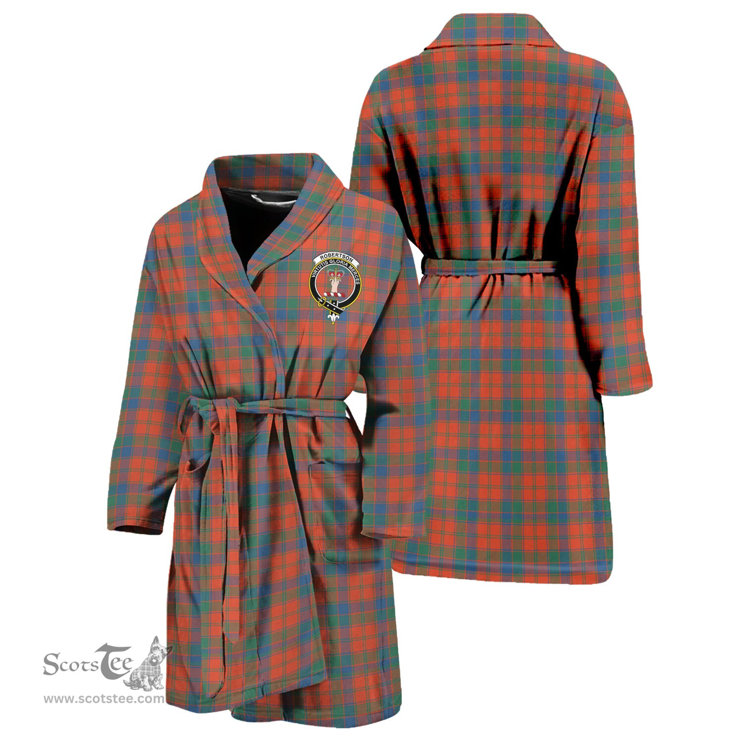 Scottish Robertson Ancient Clan Family Crest Tartan Bathrobe