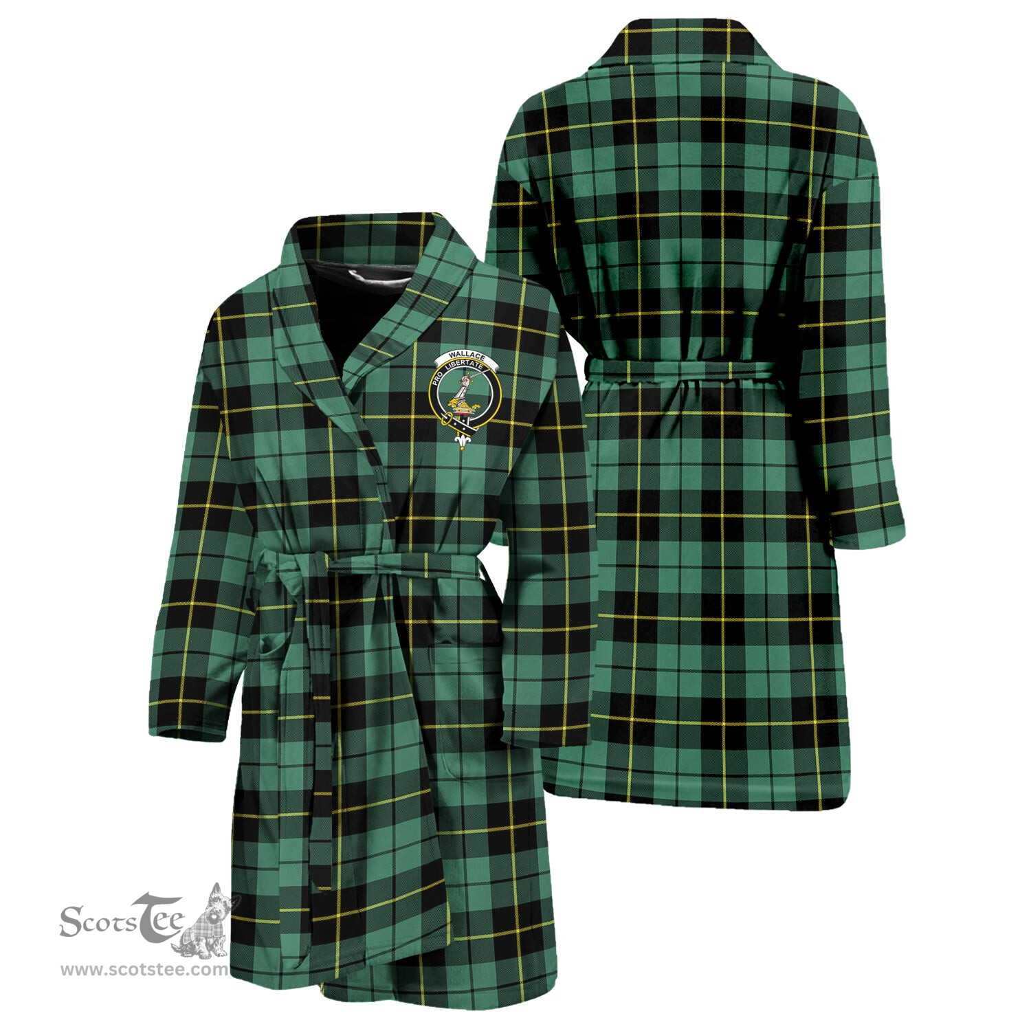 Scottish Wallace Hunting Ancient Clan Family Crest Tartan Bathrobe