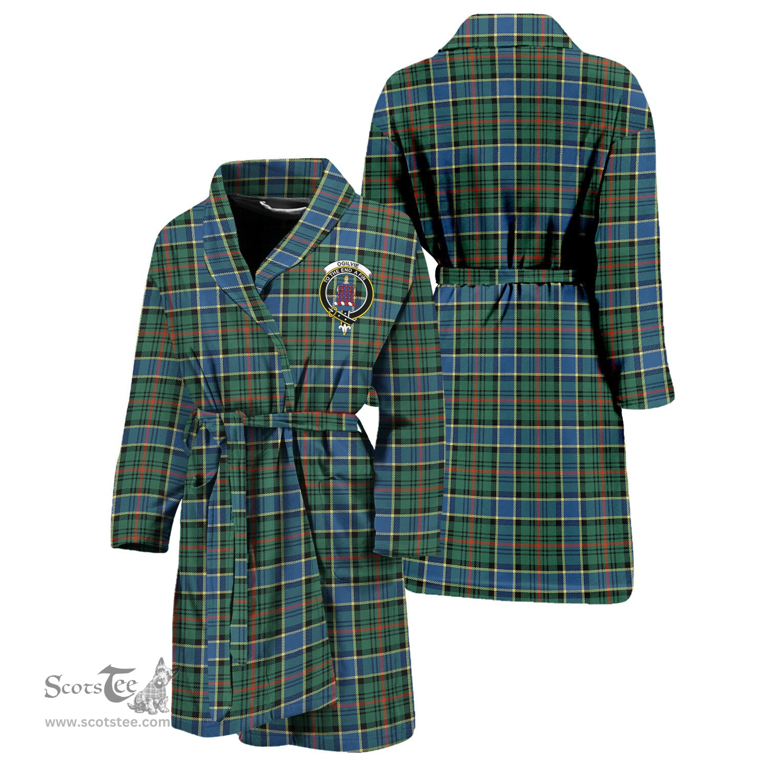 Scottish Ogilvie (Ogilvy) Hunting Ancient Clan Family Crest Tartan Bathrobe