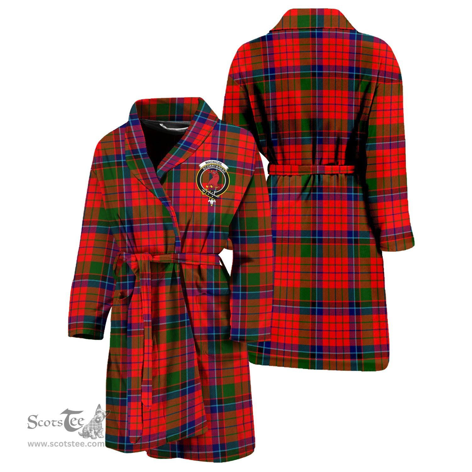 Scottish MacNicol of Scorrybreac Clan Family Crest Tartan Bathrobe