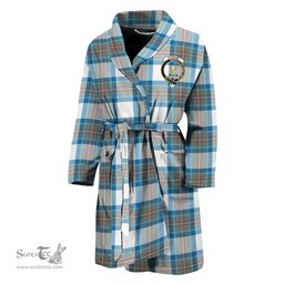 Scottish Stewart Muted Blue Clan Family Crest Tartan Bathrobe