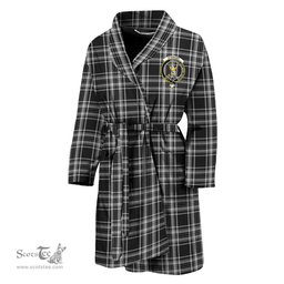Scottish Stewart Black and White Clan Family Crest Tartan Bathrobe