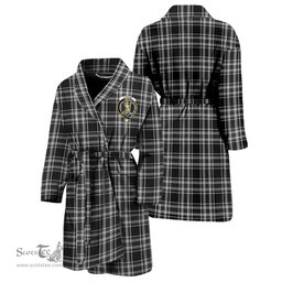 Scottish Stewart Black and White Clan Family Crest Tartan Bathrobe