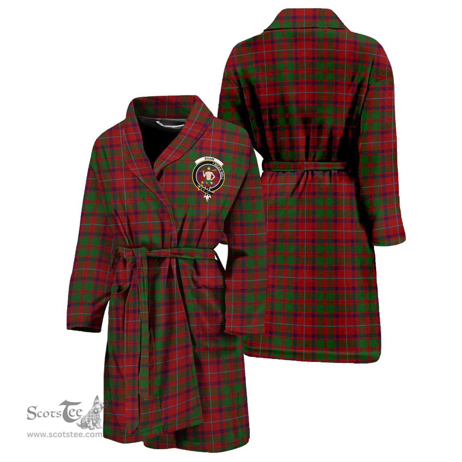 Scottish Shaw of Tordarroch Red Dress Clan Family Crest Tartan Bathrobe