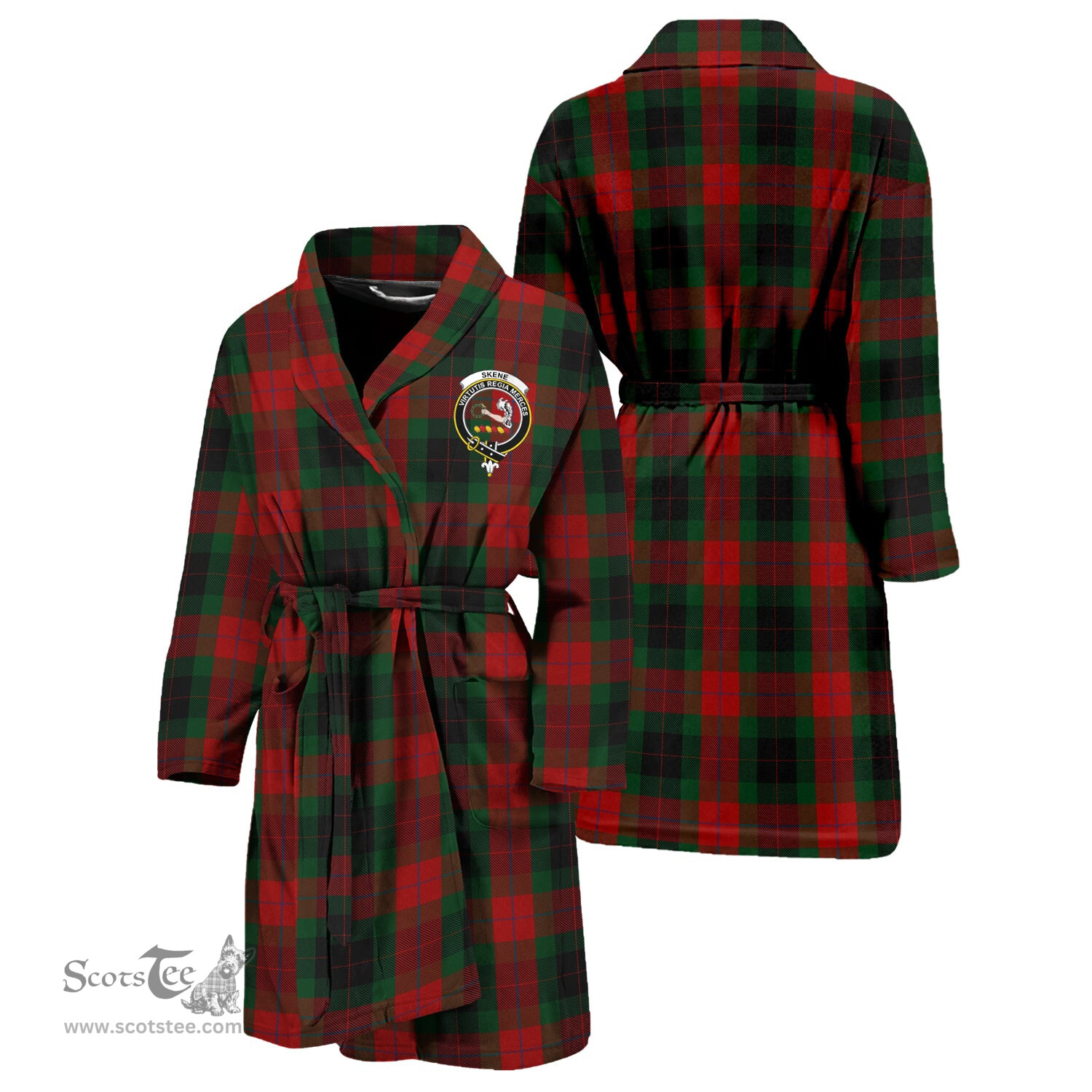 Scottish Skene of Cromar Black Clan Family Crest Tartan Bathrobe