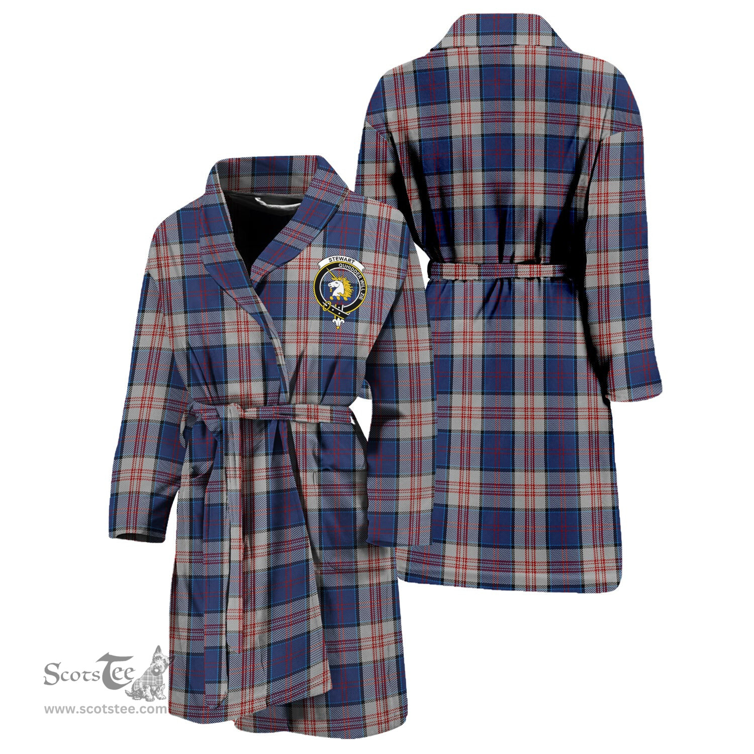 Scottish Stewart of Appin Hunting Dress Clan Family Crest Tartan Bathrobe