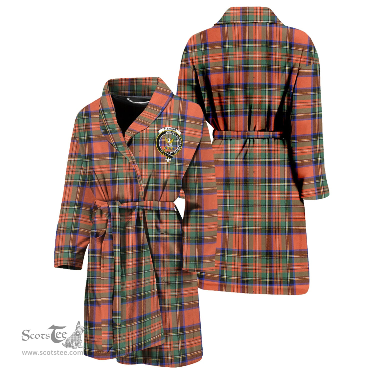 Scottish Stewart Royal Ancient Clan Family Crest Tartan Bathrobe