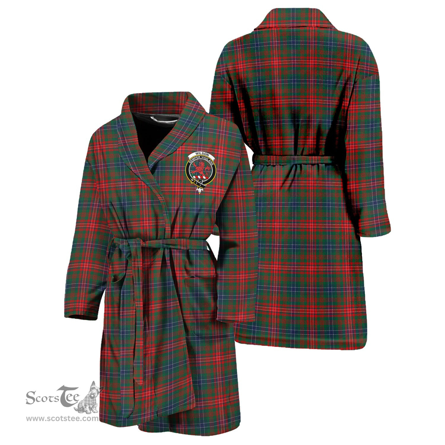 Scottish Wilson Modern Clan Family Crest Tartan Bathrobe