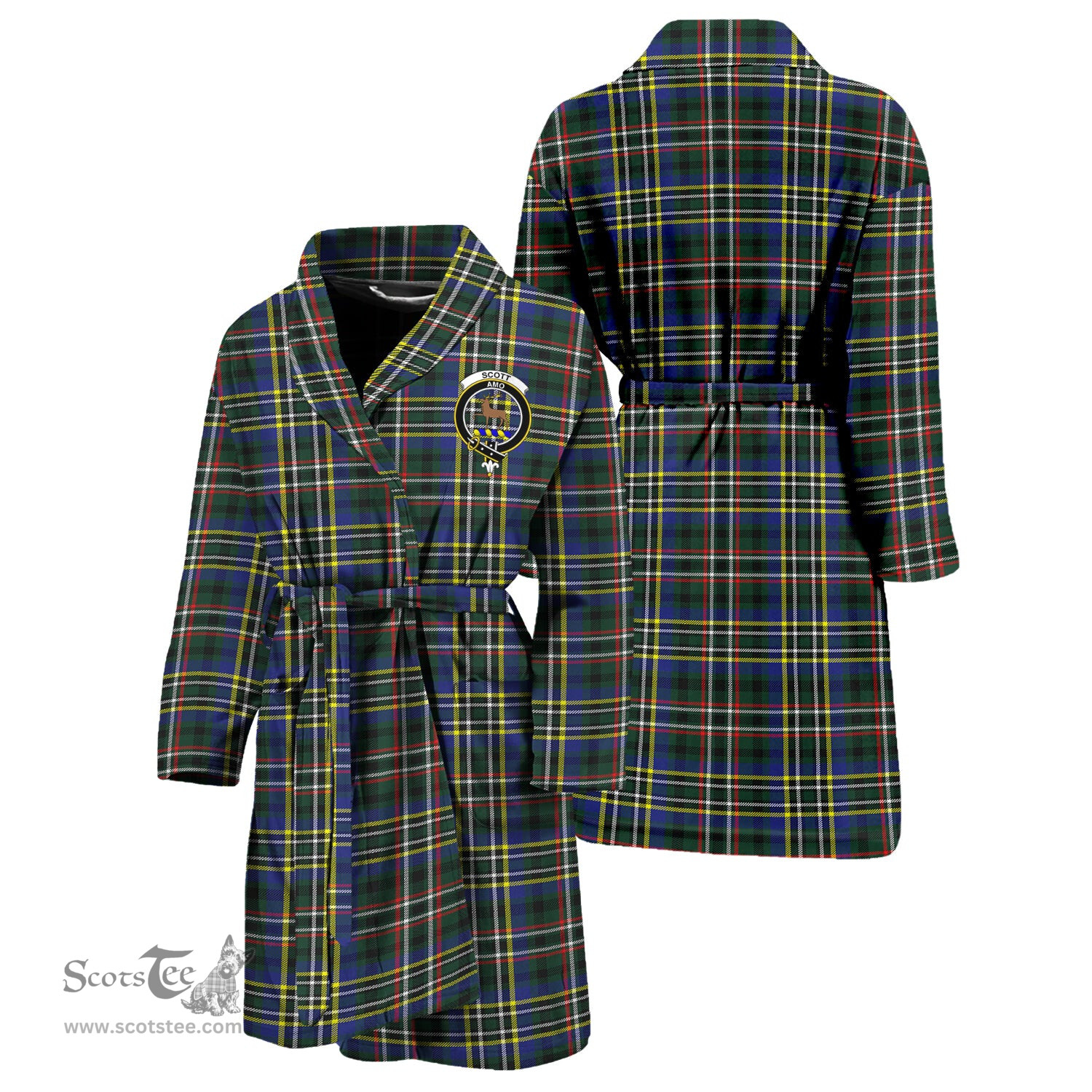 Scottish Scott Green Modern Clan Family Crest Tartan Bathrobe