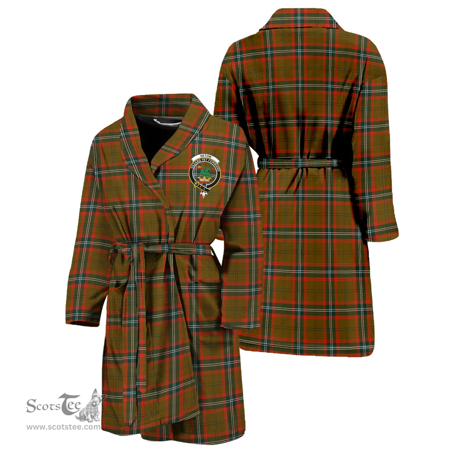 Scottish Seton Hunting Modern Clan Family Crest Tartan Bathrobe