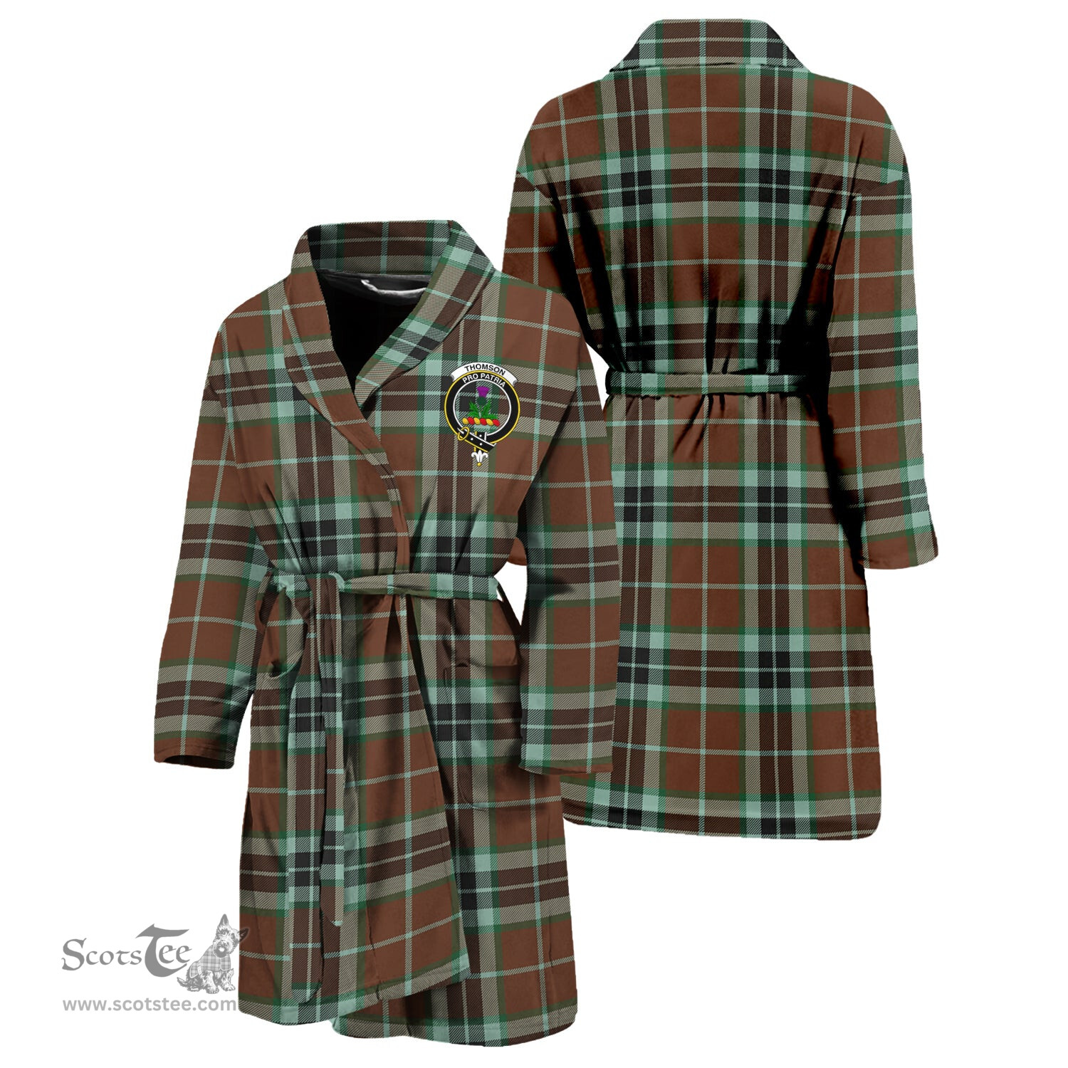 Scottish Thomson Hunting Modern Clan Family Crest Tartan Bathrobe