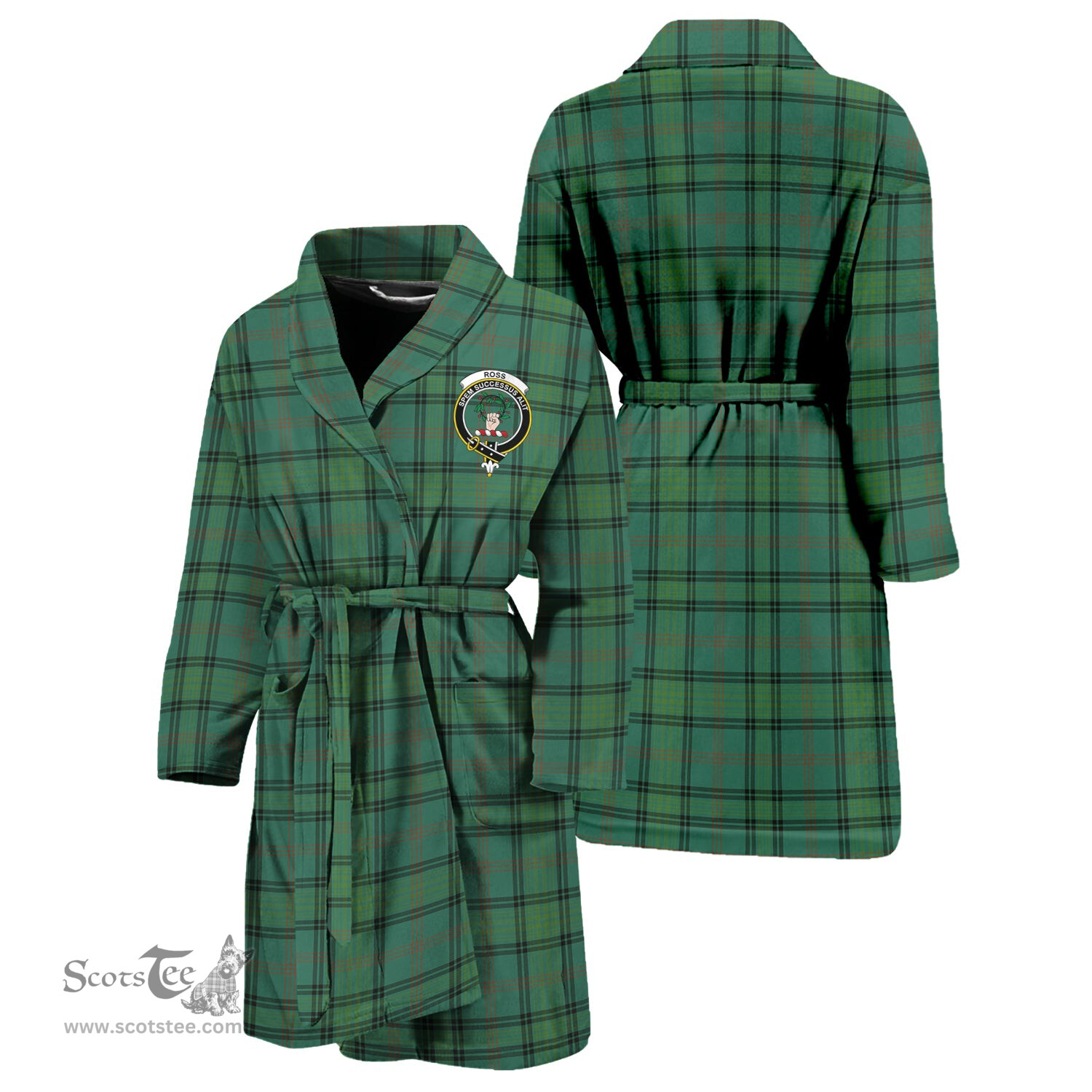 Scottish Ross Hunting Ancient Clan Family Crest Tartan Bathrobe