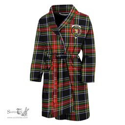 Scottish Stewart Black Clan Family Crest Tartan Bathrobe