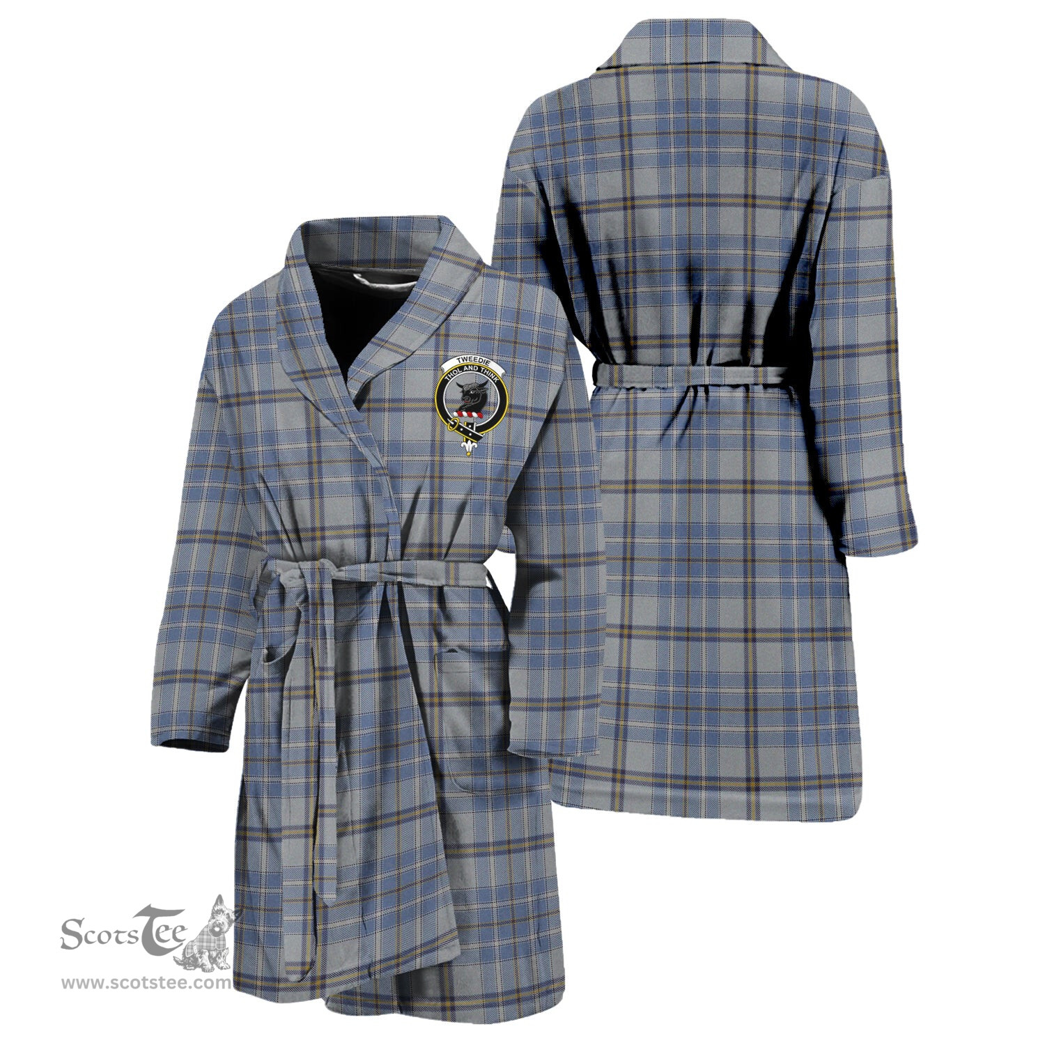 Scottish Tweedie Clan Family Crest Tartan Bathrobe