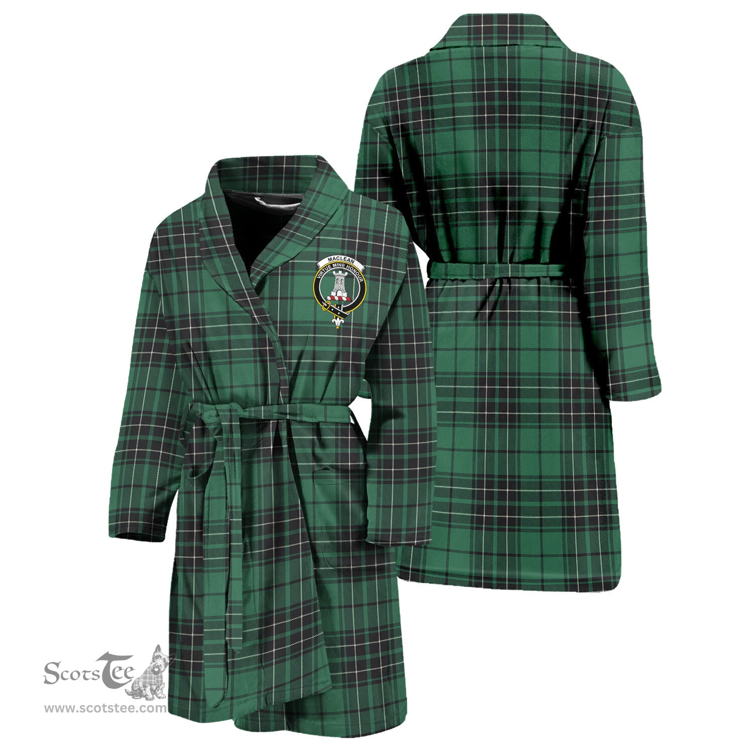 Scottish MacLean Hunting Ancient Clan Family Crest Tartan Bathrobe