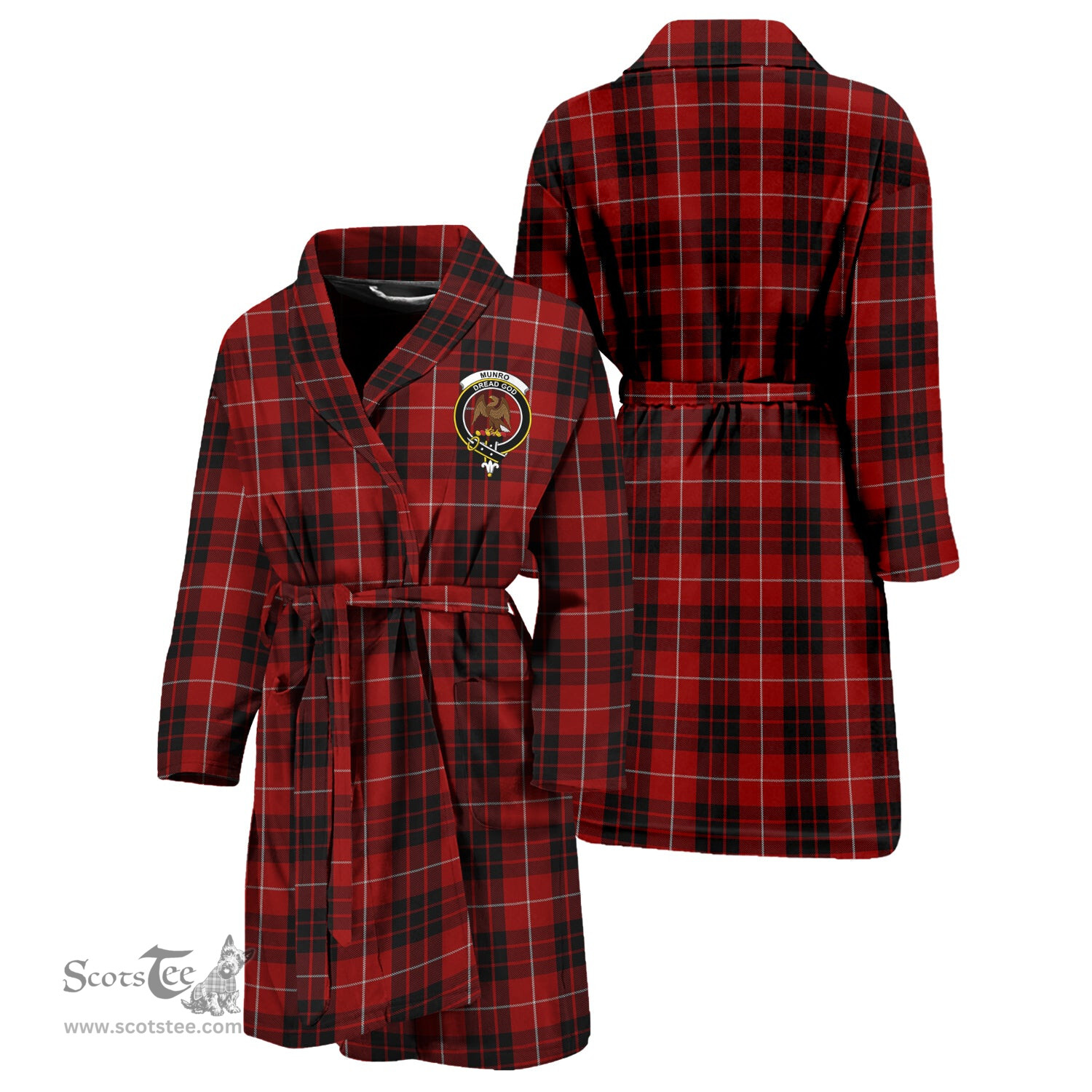 Scottish Munro Black and Red Clan Family Crest Tartan Bathrobe