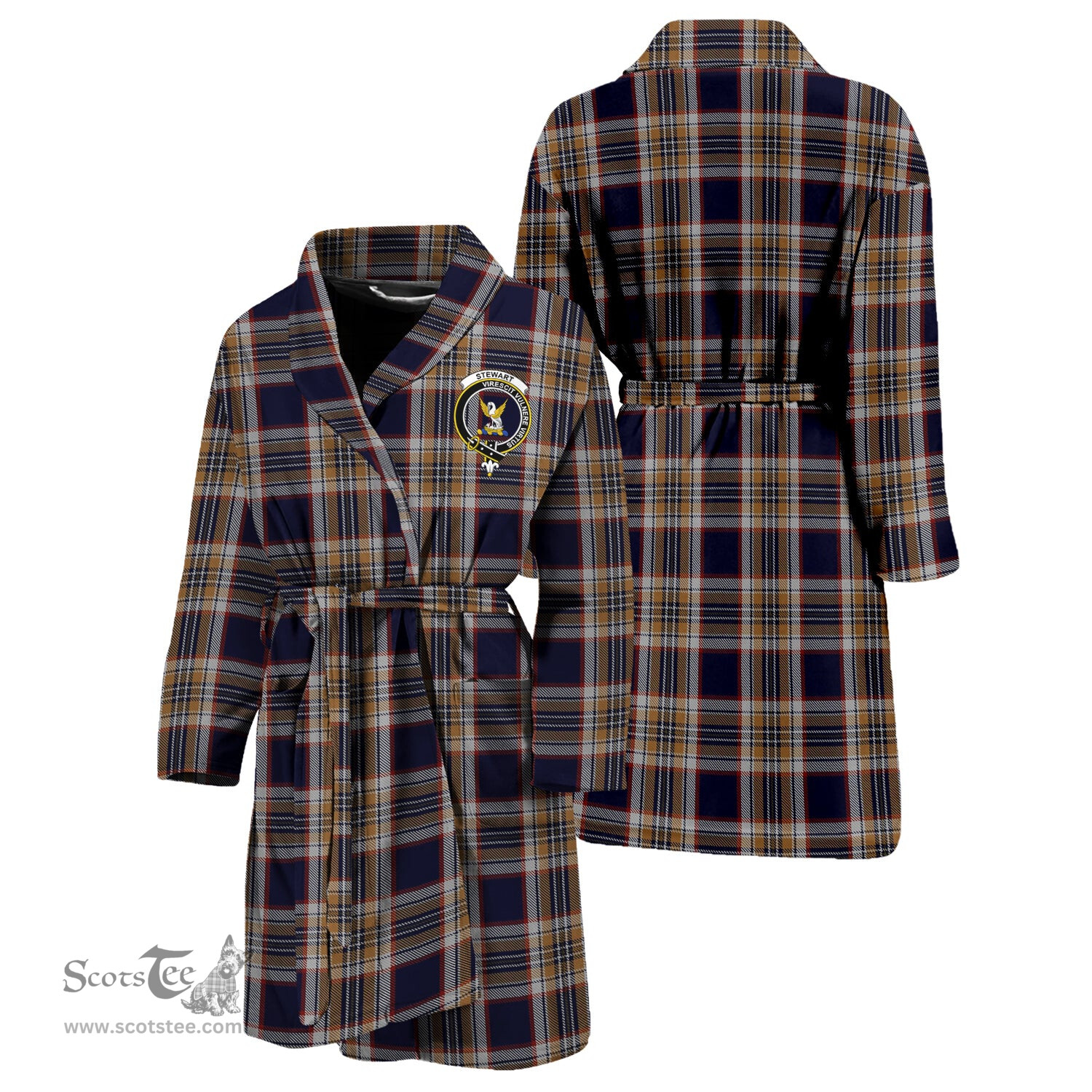 Scottish Stewart Navy Clan Family Crest Tartan Bathrobe